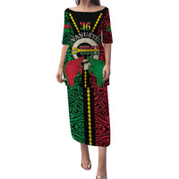 Vanuatu 46th Independence Day Family Matching Puletasi and Hawaiian Shirt Long God Yumi Stanap Wild Boar LT05 Mom's Dress Black - Polynesian Pride