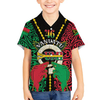 Vanuatu 46th Independence Day Family Matching Puletasi and Hawaiian Shirt Long God Yumi Stanap Wild Boar LT05 Son's Shirt Black - Polynesian Pride
