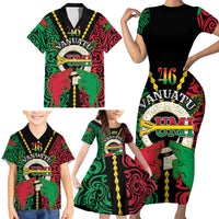 Vanuatu 46th Independence Day Family Matching Short Sleeve Bodycon Dress and Hawaiian Shirt Long God Yumi Stanap Wild Boar LT05 - Polynesian Pride