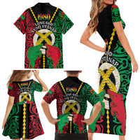 Vanuatu 46th Independence Day Family Matching Short Sleeve Bodycon Dress and Hawaiian Shirt Long God Yumi Stanap Wild Boar LT05 - Polynesian Pride