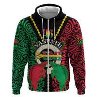 Vanuatu 46th Independence Day Hoodie Long God Yumi Stanap Wild Boar LT05 Zip Hoodie Black - Polynesian Pride