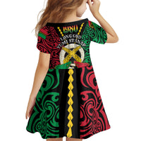 Vanuatu 46th Independence Day Kid Short Sleeve Dress Long God Yumi Stanap Wild Boar LT05 - Polynesian Pride