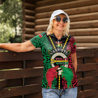 Vanuatu 46th Independence Day Women Polo Shirt Long God Yumi Stanap Wild Boar LT05 - Polynesian Pride