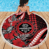 Hawaii Lahainaluna High School Beach Blanket Tribal Tattoo With Hibiscus Flowers
