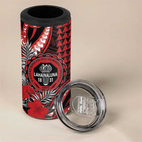 Personalized Hawaii Lahainaluna High School 4 in 1 Can Cooler Tumbler Tribal Tattoo With Hibiscus Flowers