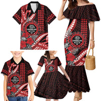 Personalized Hawaii Lahainaluna High School Family Matching Mermaid Dress and Hawaiian Shirt Tribal Tattoo With Hibiscus Flowers LT05 - Polynesian Pride