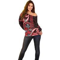 Personalized Hawaii Lahainaluna High School Off Shoulder Sweater Tribal Tattoo With Hibiscus Flowers