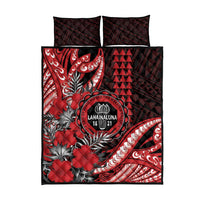 Hawaii Lahainaluna High School Quilt Bed Set Tribal Tattoo With Hibiscus Flowers