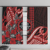 Hawaii Lahainaluna High School Window Curtain Tribal Tattoo With Hibiscus Flowers