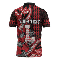 Personalized Hawaii Lahainaluna High School Zipper Polo Shirt Tribal Tattoo With Hibiscus Flowers