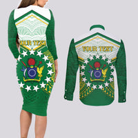 Personalised Cook Islands Ra o te Ui Ariki Couples Matching Long Sleeve Bodycon Dress and Long Sleeve Button Shirt Polynesian Pattern