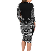 Black Philippines Sun Star Family Matching Long Sleeve Bodycon Dress and Hawaiian Shirt Igorot Tribal Inspiration LT05 - Polynesian Pride