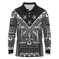 Black Philippines Sun Star Long Sleeve Polo Shirt Igorot Tribal Inspiration