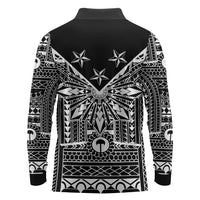 Black Philippines Sun Star Long Sleeve Polo Shirt Igorot Tribal Inspiration