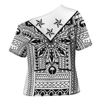 White Philippines Sun Star Cross Shoulder Shirt Igorot Tribal Inspiration
