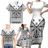 White Philippines Sun Star Family Matching Short Sleeve Bodycon Dress and Hawaiian Shirt Igorot Tribal Inspiration LT05 - Polynesian Pride
