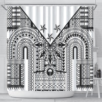 White Philippines Sun Star Shower Curtain Igorot Tribal Inspiration