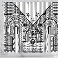 White Philippines Sun Star Shower Curtain Igorot Tribal Inspiration