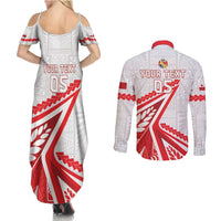 Custom Tonga Rugby 2024 Pacific Couples Matching Summer Maxi Dress and Long Sleeve Button Shirt Go Ikale Tahi