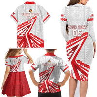 Custom Tonga Rugby 2024 Pacific Family Matching Long Sleeve Bodycon Dress and Hawaiian Shirt Go Ikale Tahi LT05 - Polynesian Pride