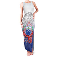 Custom Samoa Rugby 2024 Pacific Family Matching Tank Maxi Dress and Hawaiian Shirt Go Manu Samoa LT05 Mom's Dress Blue - Polynesian Pride