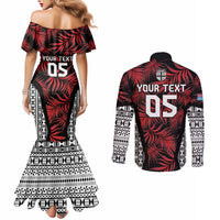 Custom Flying Fijians Rugby 2024 Pacific Couples Matching Mermaid Dress and Long Sleeve Button Shirt Go Fiji LT05 - Polynesian Pride