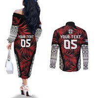 Custom Flying Fijians Rugby 2024 Pacific Couples Matching Off The Shoulder Long Sleeve Dress and Long Sleeve Button Shirt Go Fiji LT05 - Polynesian Pride