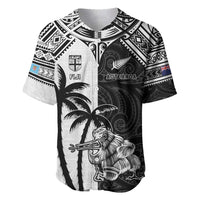 Custom New Zealand And Fiji Rugby 2024 Baseball Jersey Maori Kiwi With Fijian Palm Tree LT05 Black - Polynesian Pride
