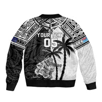 Custom New Zealand And Fiji Rugby 2024 Bomber Jacket Maori Kiwi With Fijian Palm Tree LT05 - Polynesian Pride