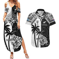 Custom New Zealand And Fiji Rugby 2024 Couples Matching Summer Maxi Dress and Hawaiian Shirt Maori Kiwi With Fijian Palm Tree