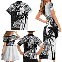 Custom New Zealand And Fiji Rugby 2024 Family Matching Short Sleeve Bodycon Dress and Hawaiian Shirt Maori Kiwi With Fijian Palm Tree LT05 - Polynesian Pride