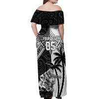 Custom New Zealand And Fiji Rugby 2024 Off Shoulder Maxi Dress Maori Kiwi With Fijian Palm Tree LT05 - Polynesian Pride