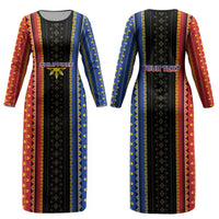 Personalised Philippines Filipinos Couples Matching Long Sleeve Bodycon Dress and Long Sleeve Button Shirt Igorot Tribal Inspiration Pattern Style