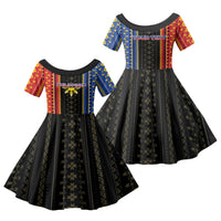 Personalised Philippines Filipinos Family Matching Off Shoulder Maxi Dress and Hawaiian Shirt Igorot Tribal Inspiration Pattern Style