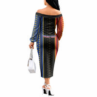 Personalised Philippines Filipinos Off The Shoulder Long Sleeve Dress Igorot Tribal Inspiration Pattern Style