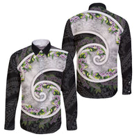 Piko Hawaii Family Matching Off Shoulder Short Dress and Hawaiian Shirt Polynesian Pattern With Maile Pikake Honohono Lei