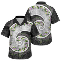 Piko Hawaii Family Matching Off Shoulder Short Dress and Hawaiian Shirt Polynesian Pattern With Maile Pikake Honohono Lei