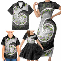 Piko Hawaii Family Matching Short Sleeve Bodycon Dress and Hawaiian Shirt Polynesian Pattern With Maile Pikake Honohono Lei