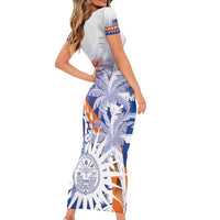 Personalised Marshall Islands Manit Day Short Sleeve Bodycon Dress Polynesian Tribal Tattoo Tropical Style