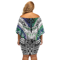 Custom New Zealand Warrior Off Shoulder Short Dress Maori Tribal Pattern