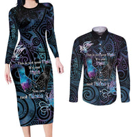 Suicide Awareness Couples Matching Long Sleeve Bodycon Dress and Long Sleeve Button Shirt You Are Not Alone - Polynesian Pride