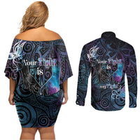 Suicide Awareness Couples Matching Off Shoulder Short Dress and Long Sleeve Button Shirt You Are Not Alone - Polynesian Pride