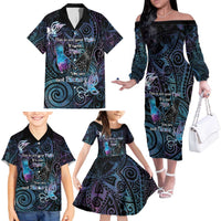 Suicide Awareness Family Matching Off The Shoulder Long Sleeve Dress and Hawaiian Shirt You Are Not Alone - Polynesian Pride