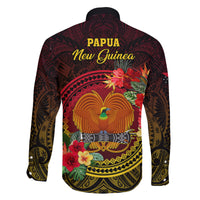 Papua New Guinea Family Matching Off Shoulder Maxi Dress and Hawaiian Shirt Coat Of Arms Tropical Flowers Polynesian Pattern LT05 - Polynesian Pride