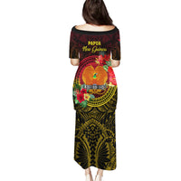 Papua New Guinea Family Matching Puletasi Dress and Hawaiian Shirt Coat Of Arms Tropical Flowers Polynesian Pattern LT05 - Polynesian Pride