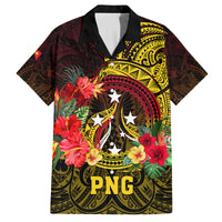 Papua New Guinea Family Matching Short Sleeve Bodycon Dress and Hawaiian Shirt Coat Of Arms Tropical Flowers Polynesian Pattern LT05 Dad's Shirt - Short Sleeve Yellow - Polynesian Pride