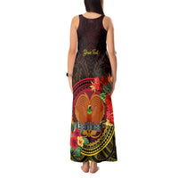 Personalized Papua New Guinea Tank Maxi Dress Coat Of Arms Tropical Flowers Polynesian Pattern LT05 - Polynesian Pride