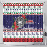 American Samoa Christmas Shower Curtain Poinsettia La Maunia Le Kilisimasi