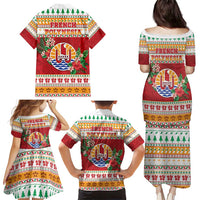 French Polynesia Christmas Family Matching Puletasi and Hawaiian Shirt Coat Of Arms Merry Xmas LT05 - Polynesian Pride