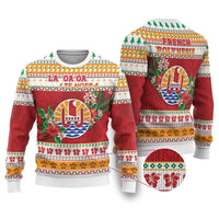 French Polynesia Christmas Ugly Christmas Sweater Coat Of Arms Merry Xmas